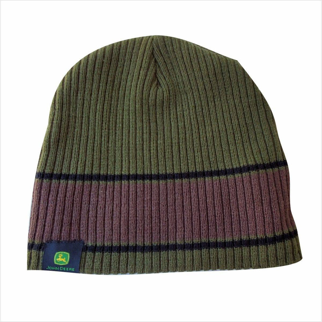 Olive/Brown Stripe Knit Hat - mygreentoy.com