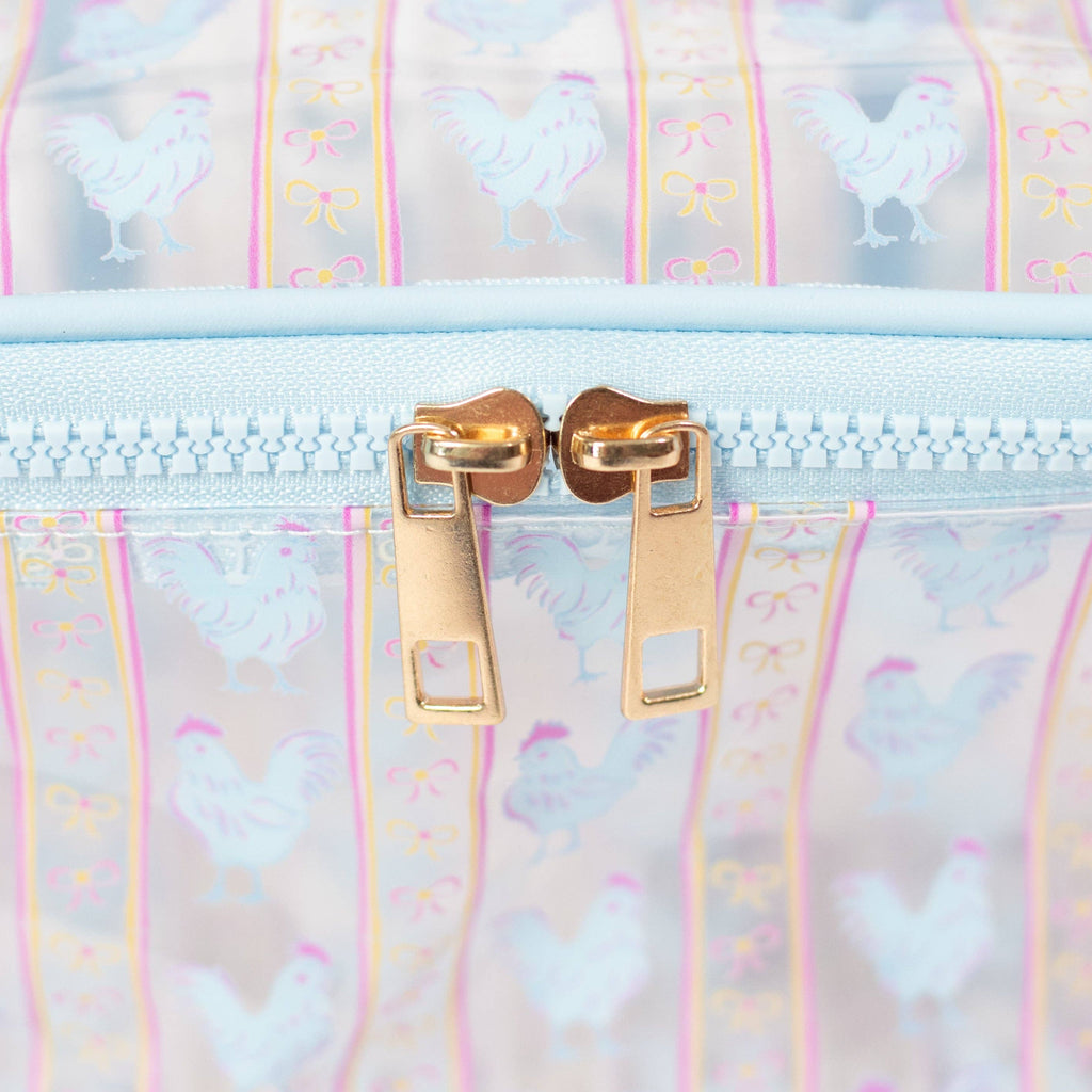 Chickens & Bows Clear Cosmetic Bag - Big - mygreentoy.com