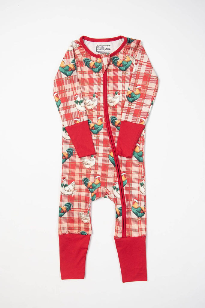 Christmas Chickens Plaid Baby Zippy *PREORDER* - mygreentoy.com