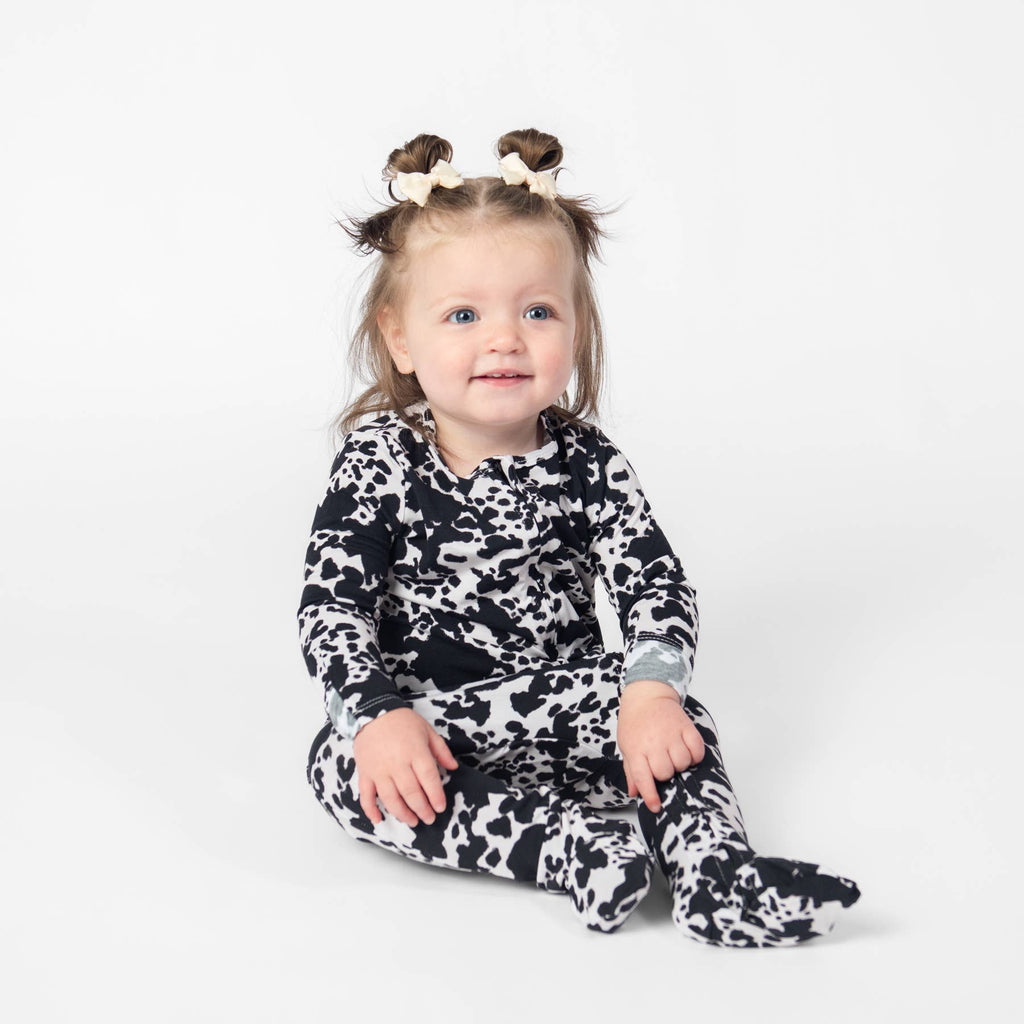 Cow Print Baby Bamboo Pajama - mygreentoy.com