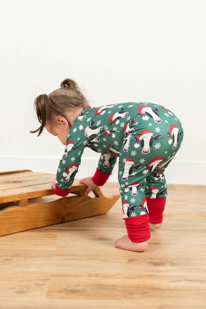 Santa Cows Christmas Bamboo Baby Zippy - mygreentoy.com