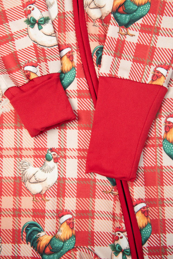Christmas Chickens Plaid Baby Zippy *PREORDER* - mygreentoy.com