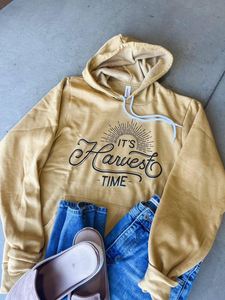 Western Fall 'It’s Harvest Time' Graphic Hoodie - mygreentoy.com