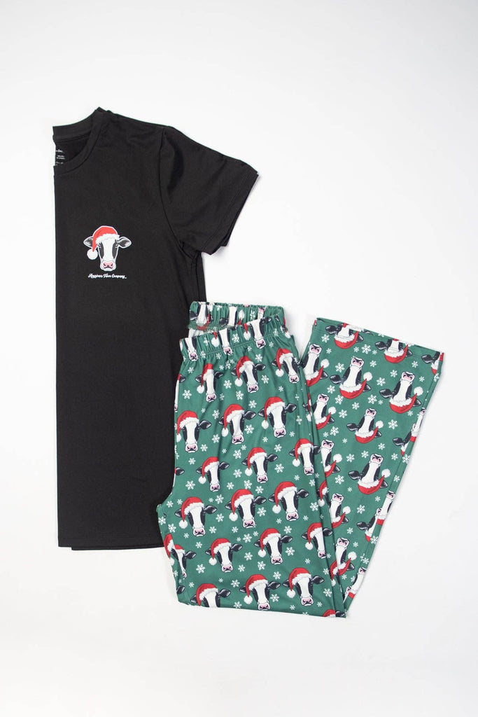 Santa Cows & Snowflakes Adult Pajama Pants *PREORDER* - mygreentoy.com
