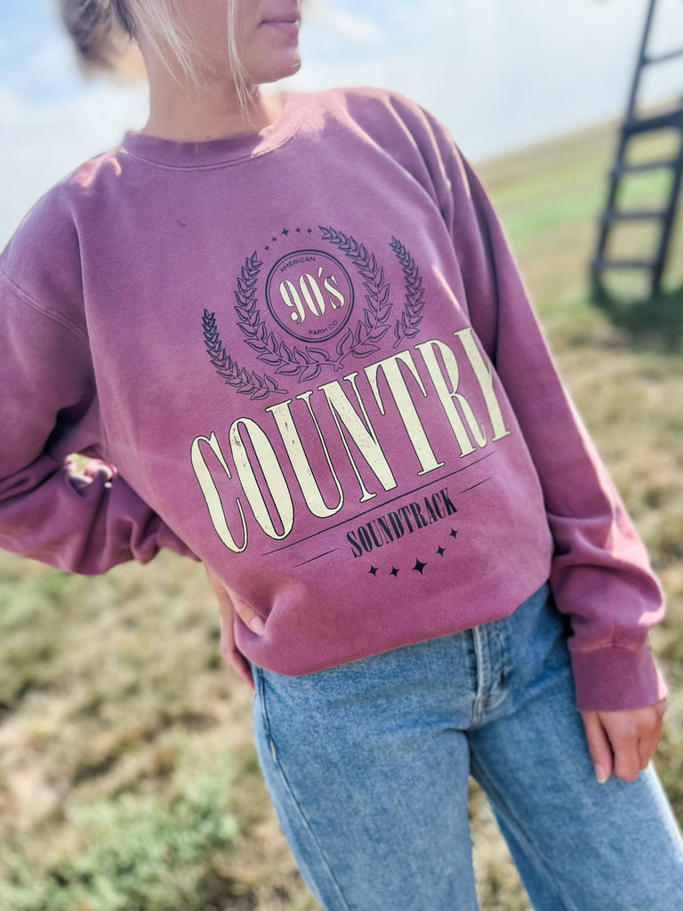 Graphic Western '90s Country Soundtrack' Crewneck - mygreentoy.com