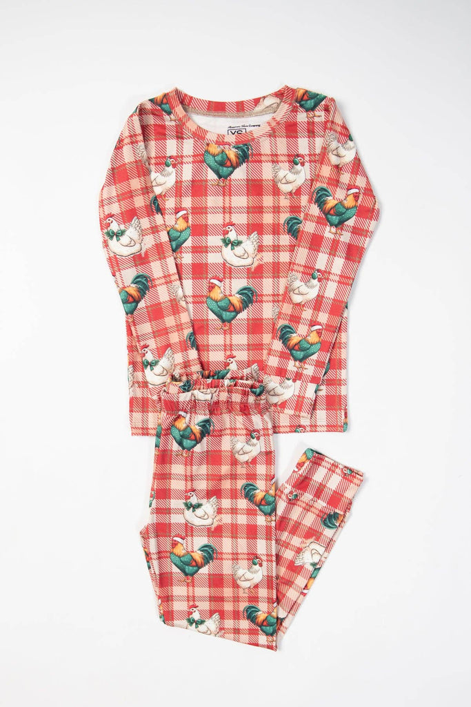 Christmas Chicken Plaid Toddler/Youth Pajama Set - mygreentoy.com