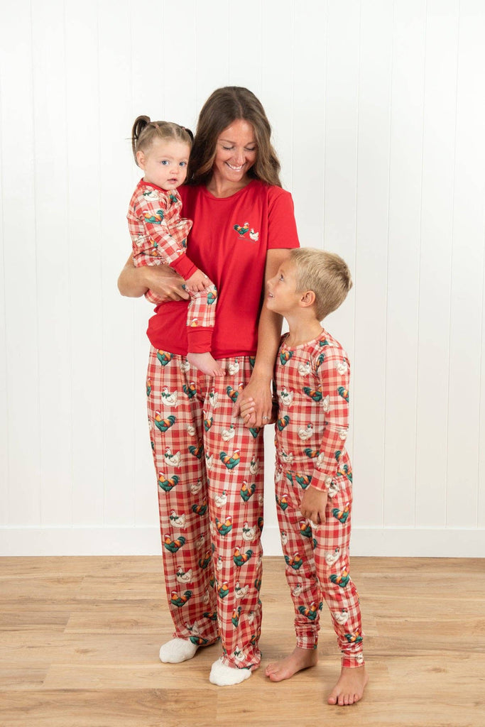 Christmas Chicken Plaid Toddler/Youth Pajama Set - mygreentoy.com