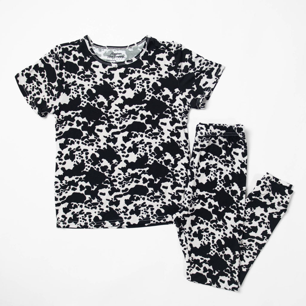 Cow Print Toddler/Youth Bamboo Pajama Set - mygreentoy.com