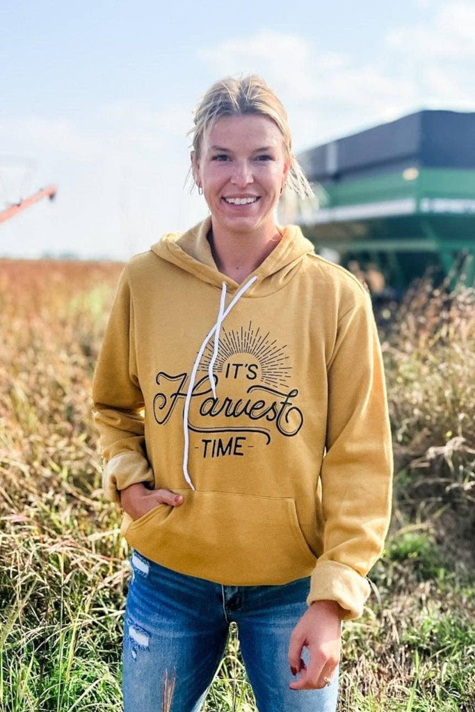 Western Fall 'It’s Harvest Time' Graphic Hoodie - mygreentoy.com
