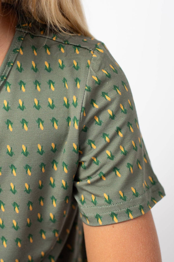 Retro Corn Toddler/Youth Bamboo Pajama Set - mygreentoy.com