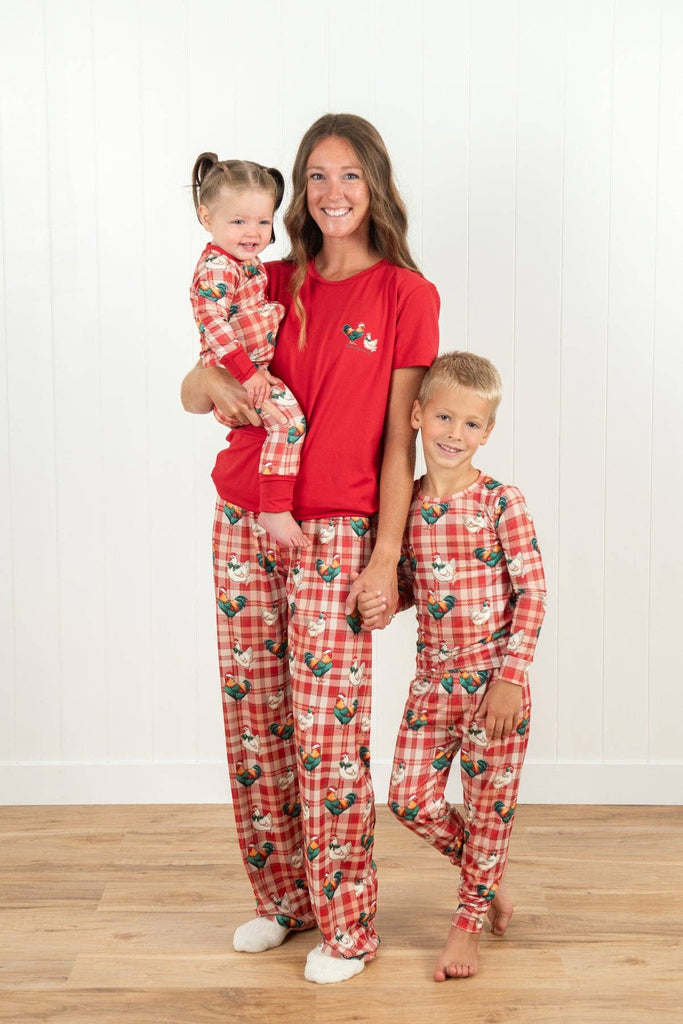 Christmas Chicken Plaid Toddler/Youth Pajama Set - mygreentoy.com