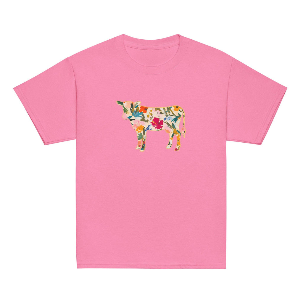 Floral Cow Youth Graphic Tee - mygreentoy.com