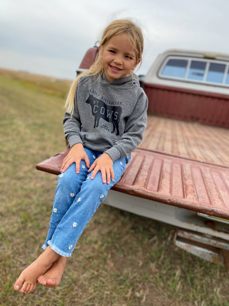 Western ‘Easily Distracted by Cows' Youth & Toddler Hoodie - mygreentoy.com