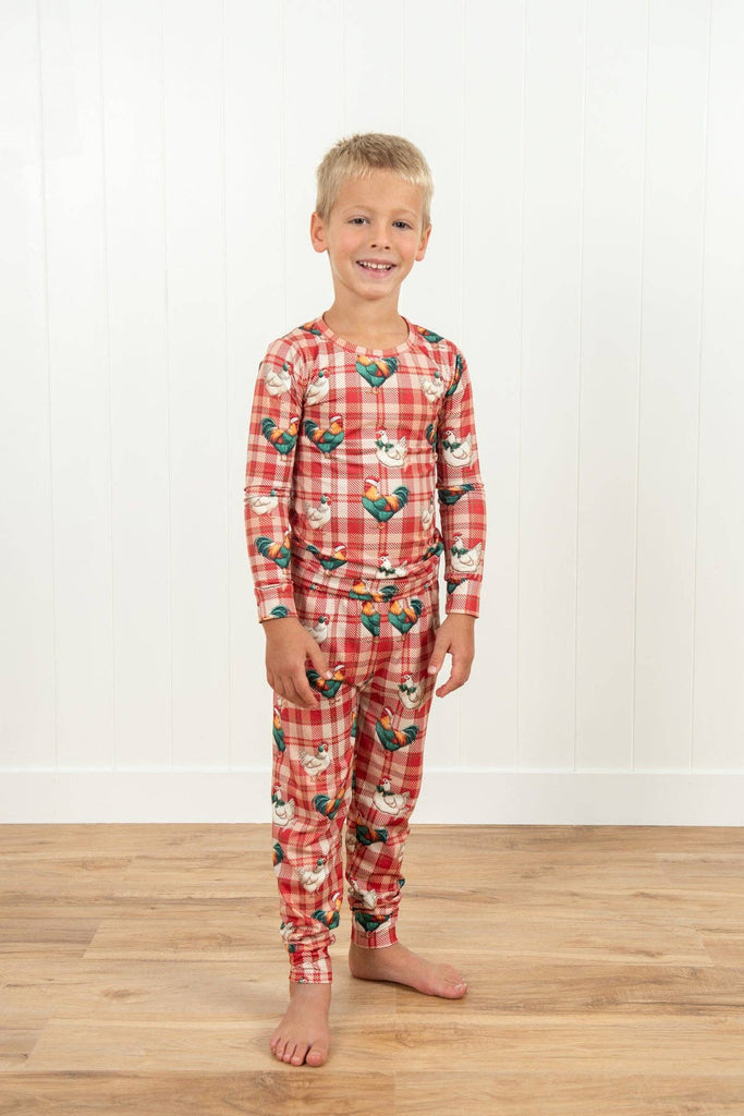 Christmas Chicken Plaid Toddler/Youth Pajama Set - mygreentoy.com