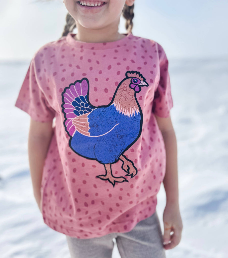 Western Graphic Pink PolkaDot Retro Chicken Tee- Toddler - mygreentoy.com
