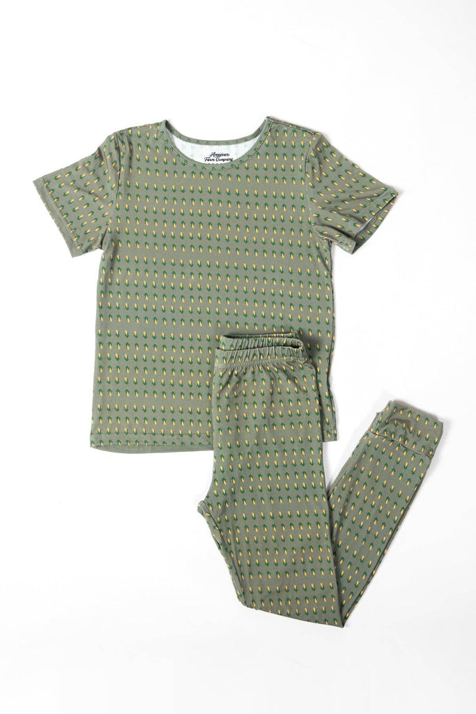 Retro Corn Toddler/Youth Bamboo Pajama Set - mygreentoy.com