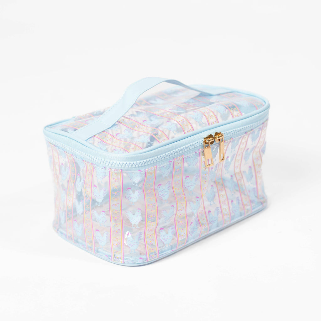 Chickens & Bows Clear Cosmetic Bag - Big - mygreentoy.com