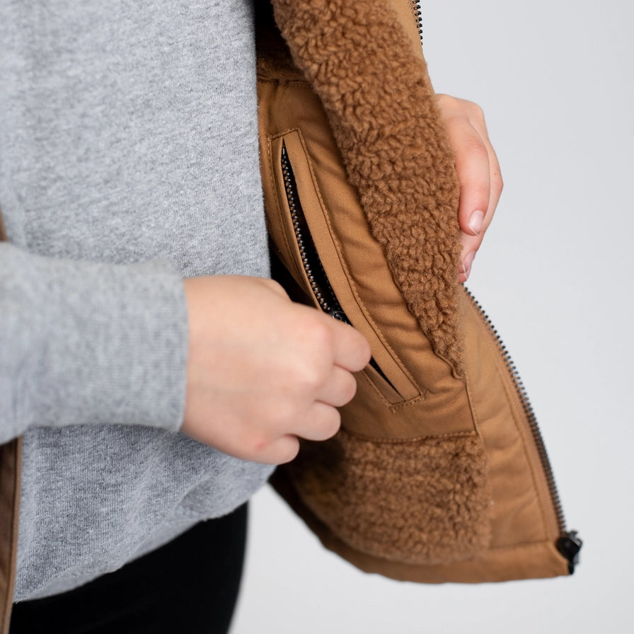 Western Kids Brown Work Sherpa Vest - mygreentoy.com