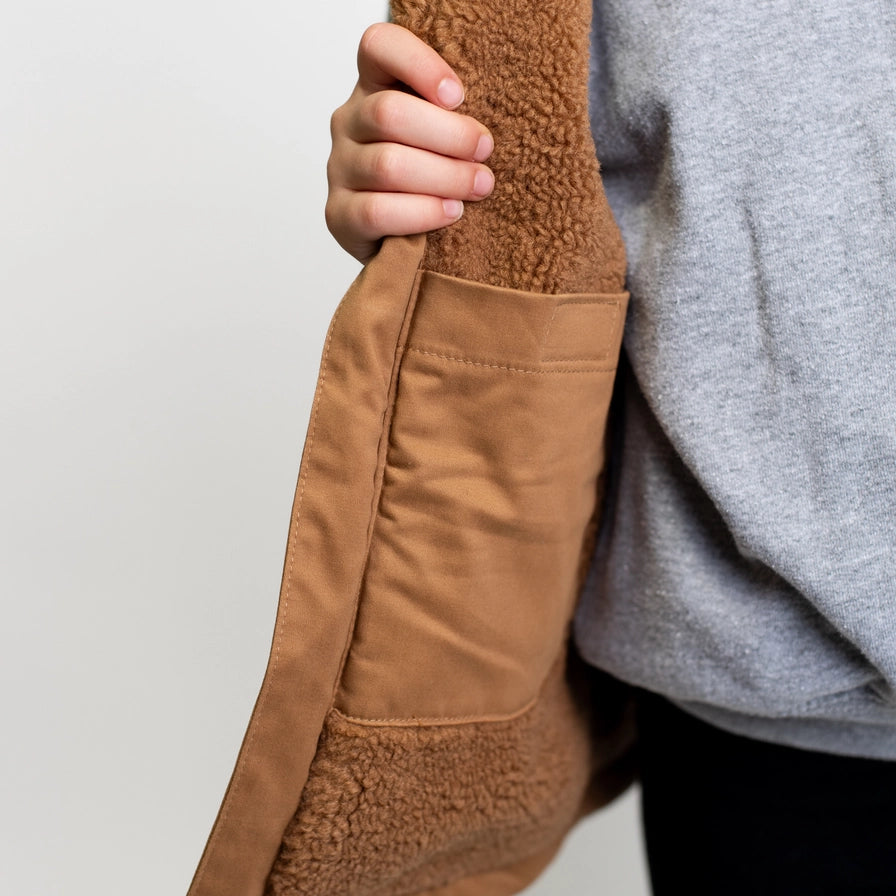 Western Kids Brown Work Sherpa Vest - mygreentoy.com