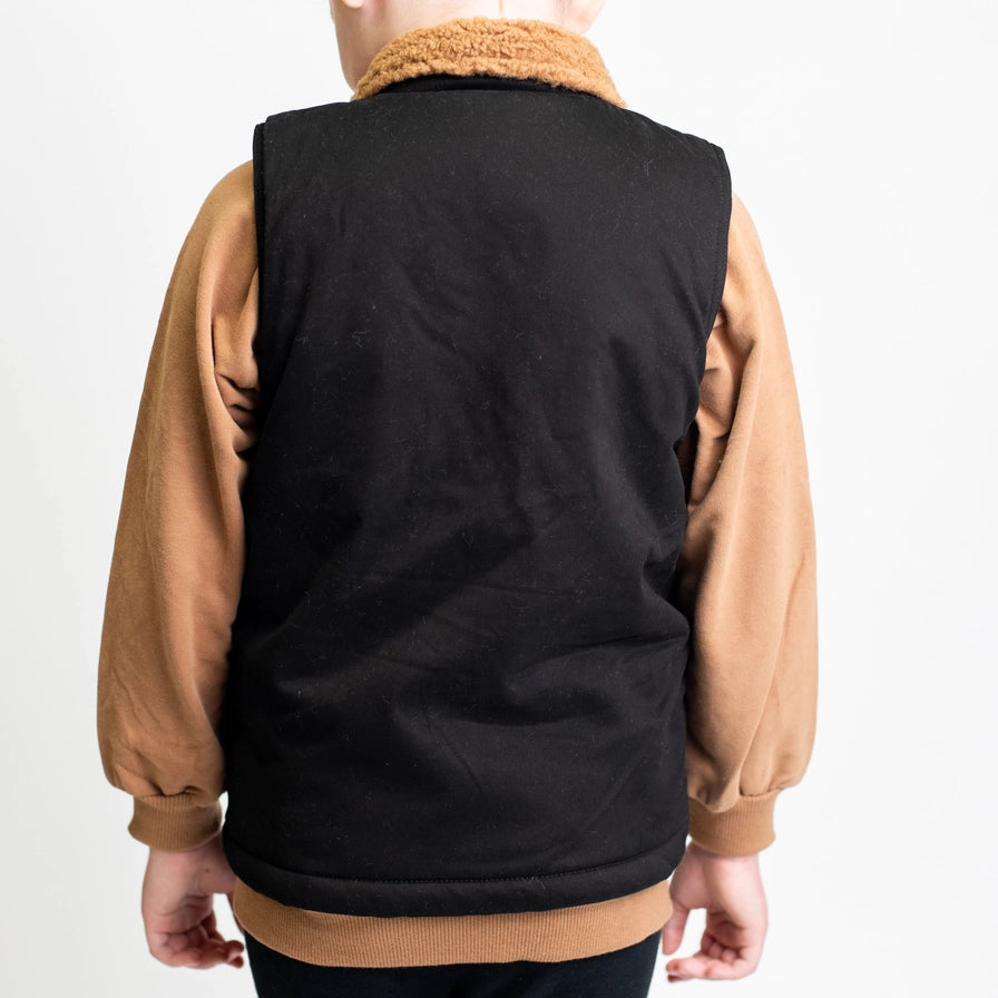 Western Kids Black Work Sherpa Vest - mygreentoy.com