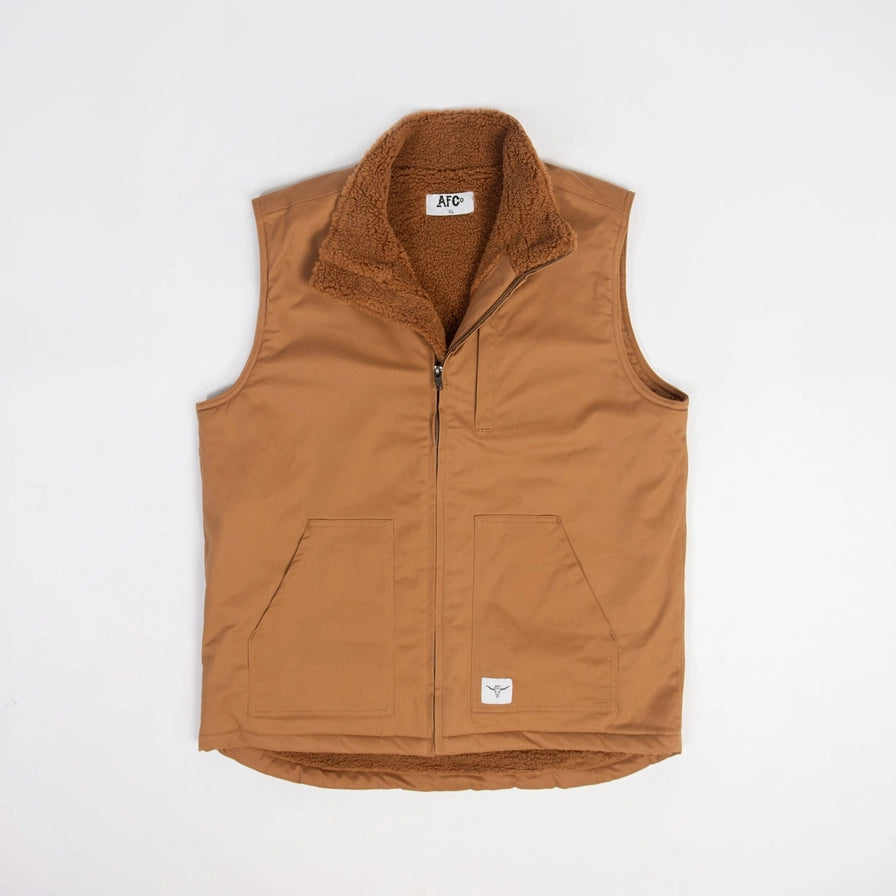 Western Afc Sherpa Lined Brown Vest - Adult - mygreentoy.com