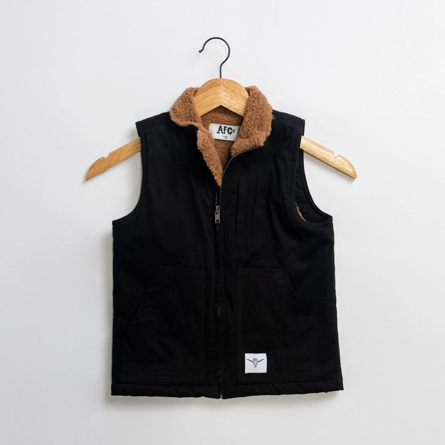 Western Kids Black Work Sherpa Vest - mygreentoy.com
