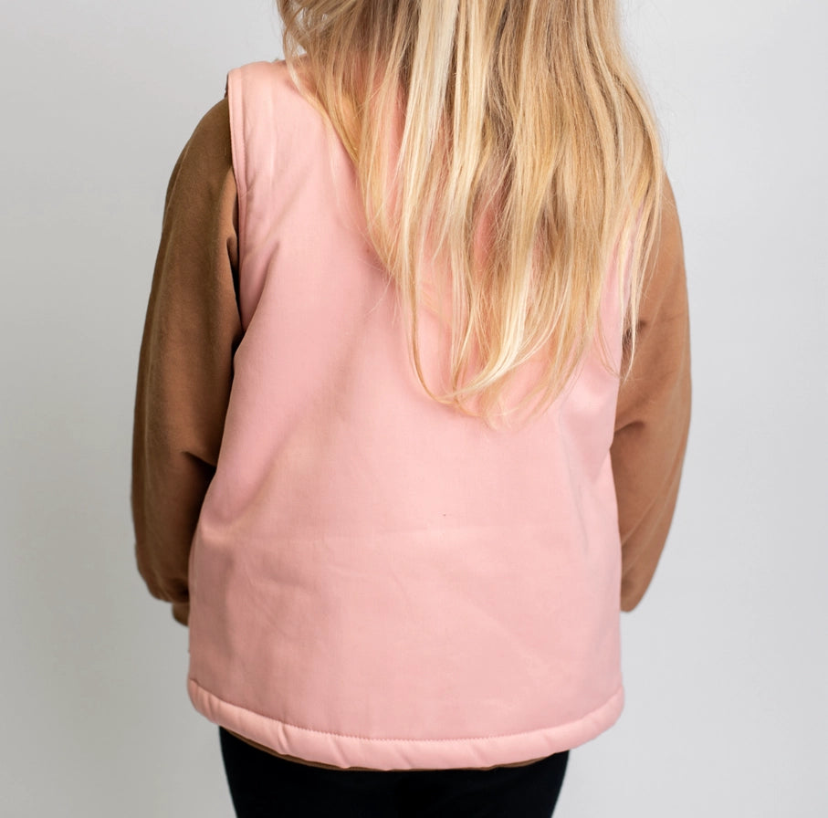 Western Afc Sherpa Lined Pink Vest - Toddler/Youth - mygreentoy.com