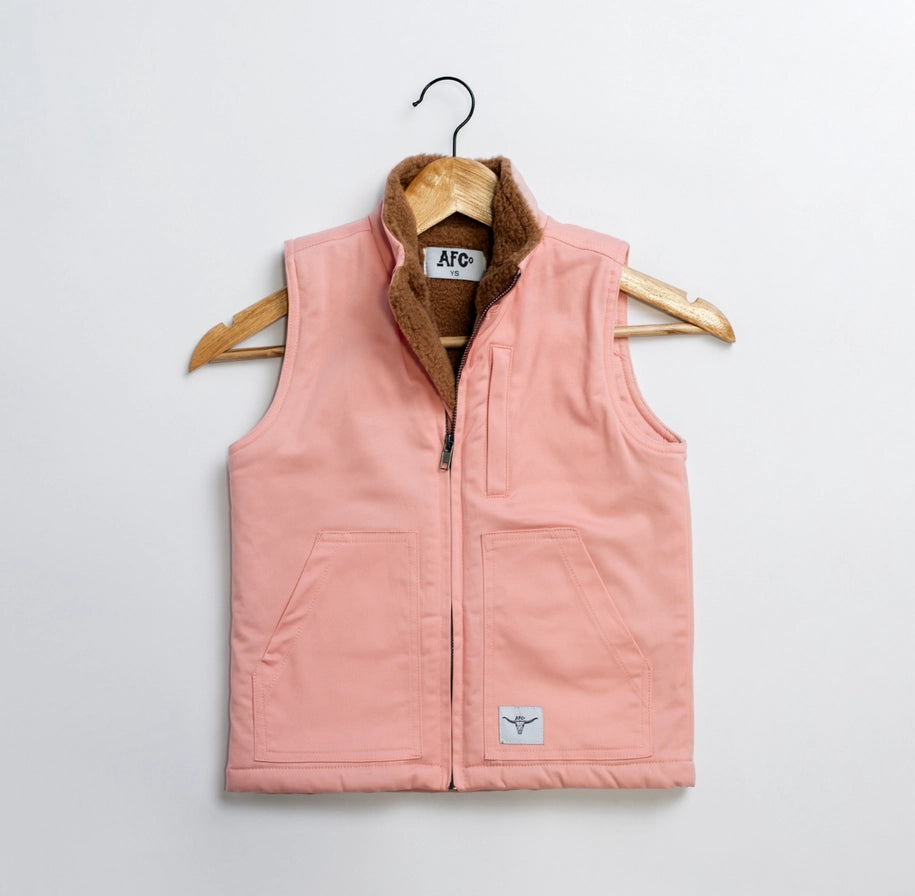 Western Afc Sherpa Lined Pink Vest - Toddler/Youth - mygreentoy.com