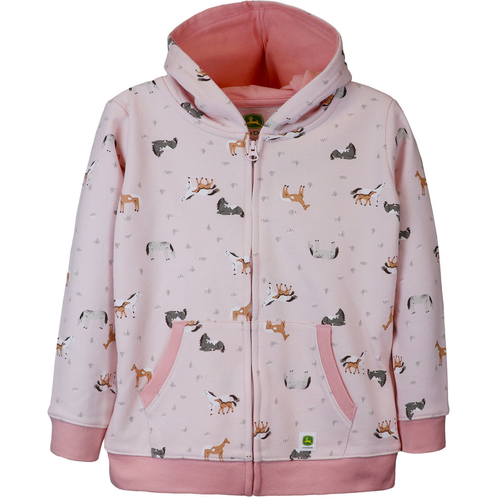 Girl Toddler Zip Hoodie Horse - mygreentoy.com