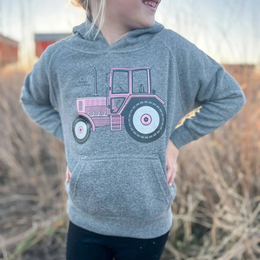 Pink Tractor Hoodie - mygreentoy.com