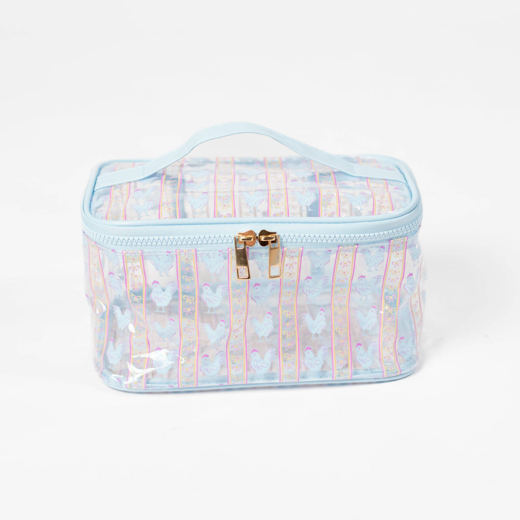 Chickens & Bows Clear Cosmetic Bag - Big - mygreentoy.com