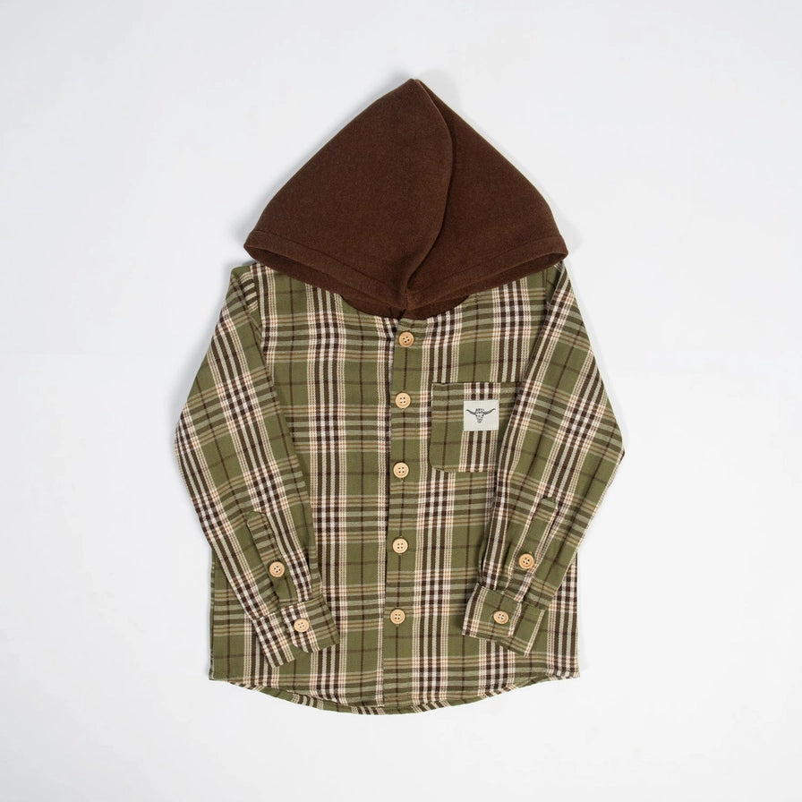 Green Plaid Hooded Flannel Shirt - mygreentoy.com