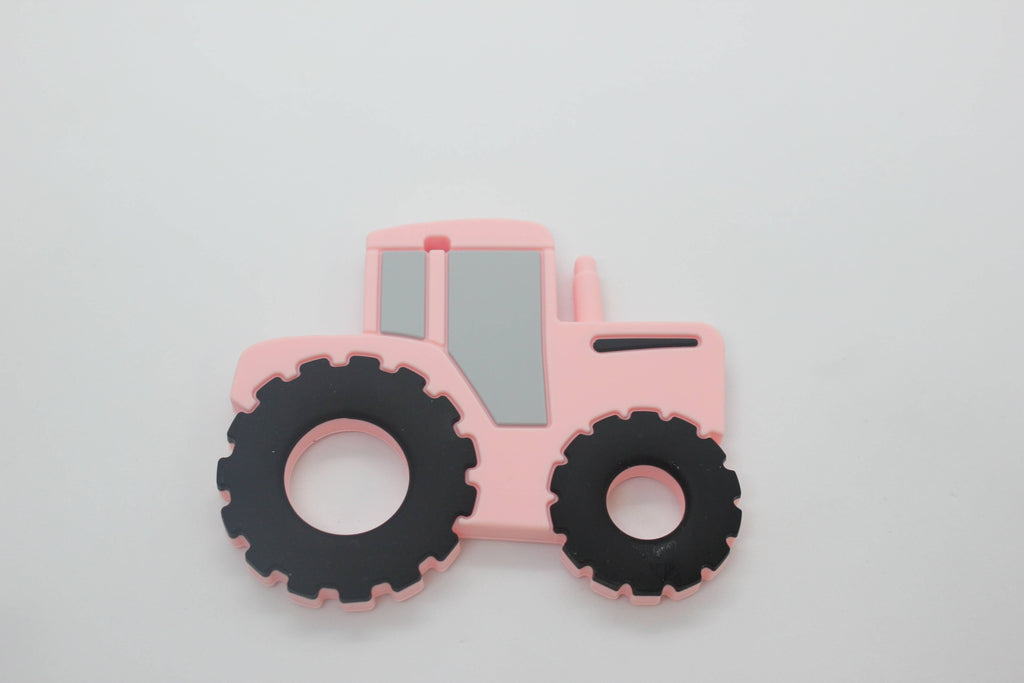 Pink Tractor Silicone Teether - mygreentoy.com
