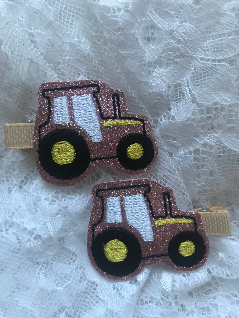 Hair Clips - Pink Tractors - mygreentoy.com