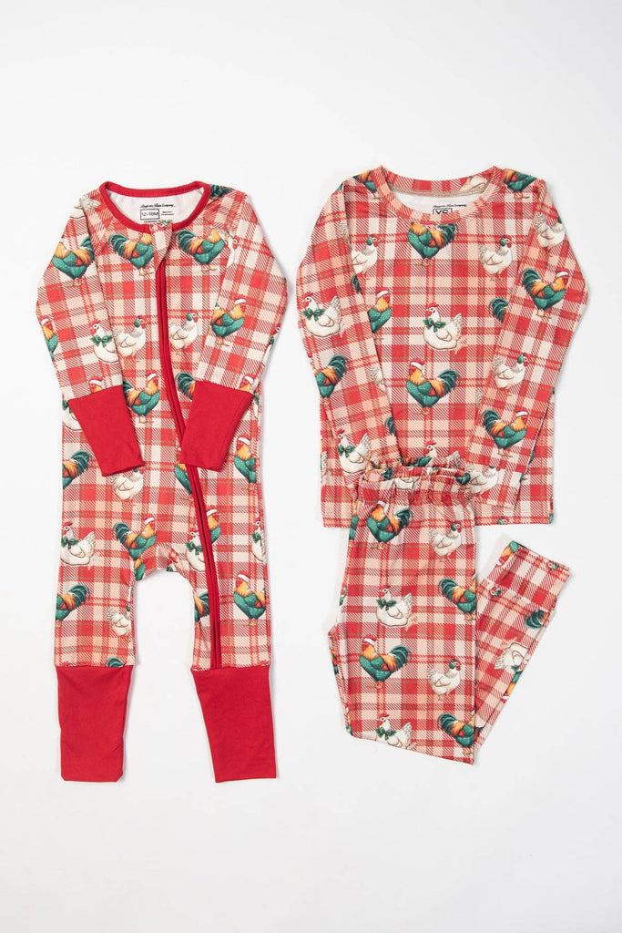 Christmas Chicken Plaid Toddler/Youth Pajama Set - mygreentoy.com