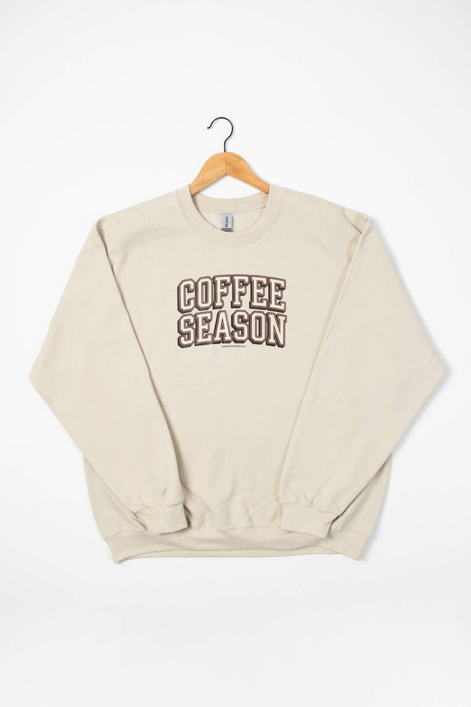 Fall 'Coffee Season' Tan Graphic Women's Crewneck - mygreentoy.com