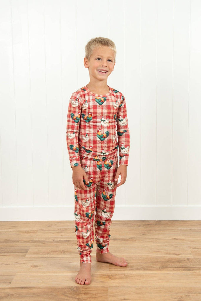 Christmas Chicken Plaid Toddler/Youth Pajama Set - mygreentoy.com