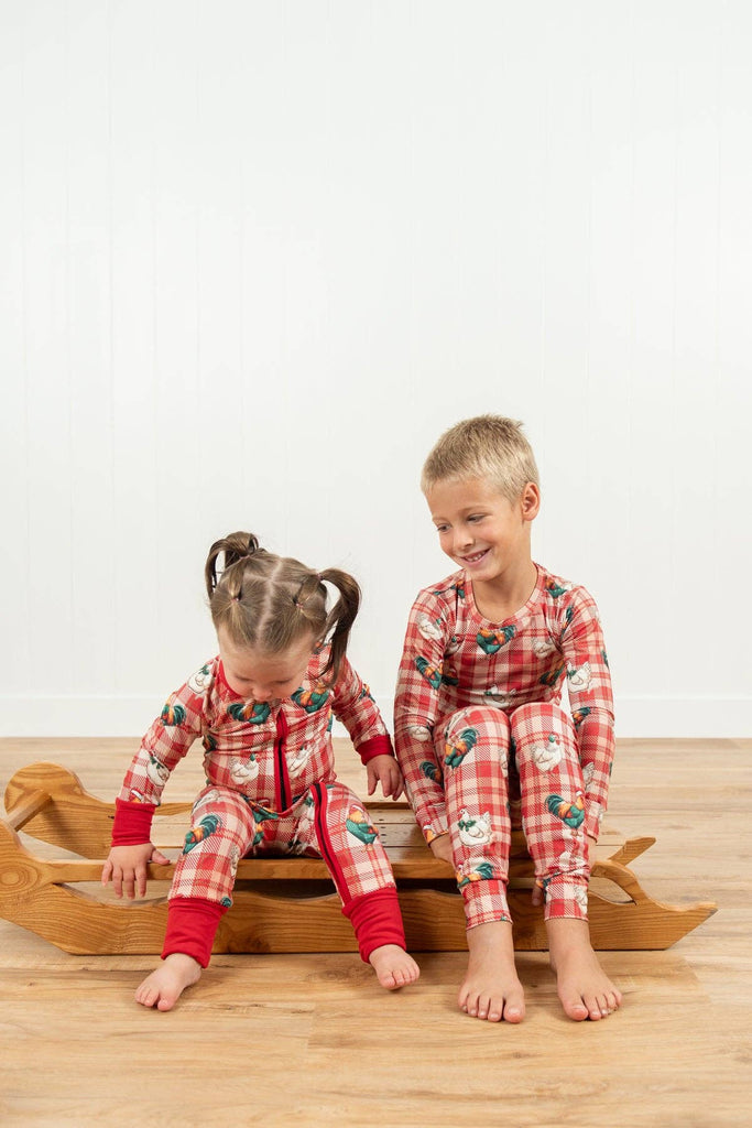 Christmas Chicken Plaid Toddler/Youth Pajama Set - mygreentoy.com