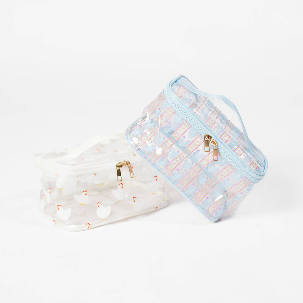 Chickens & Bows Clear Cosmetic Bag - Big - mygreentoy.com
