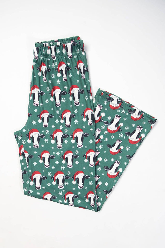 Santa Cows & Snowflakes Adult Pajama Pants *PREORDER* - mygreentoy.com