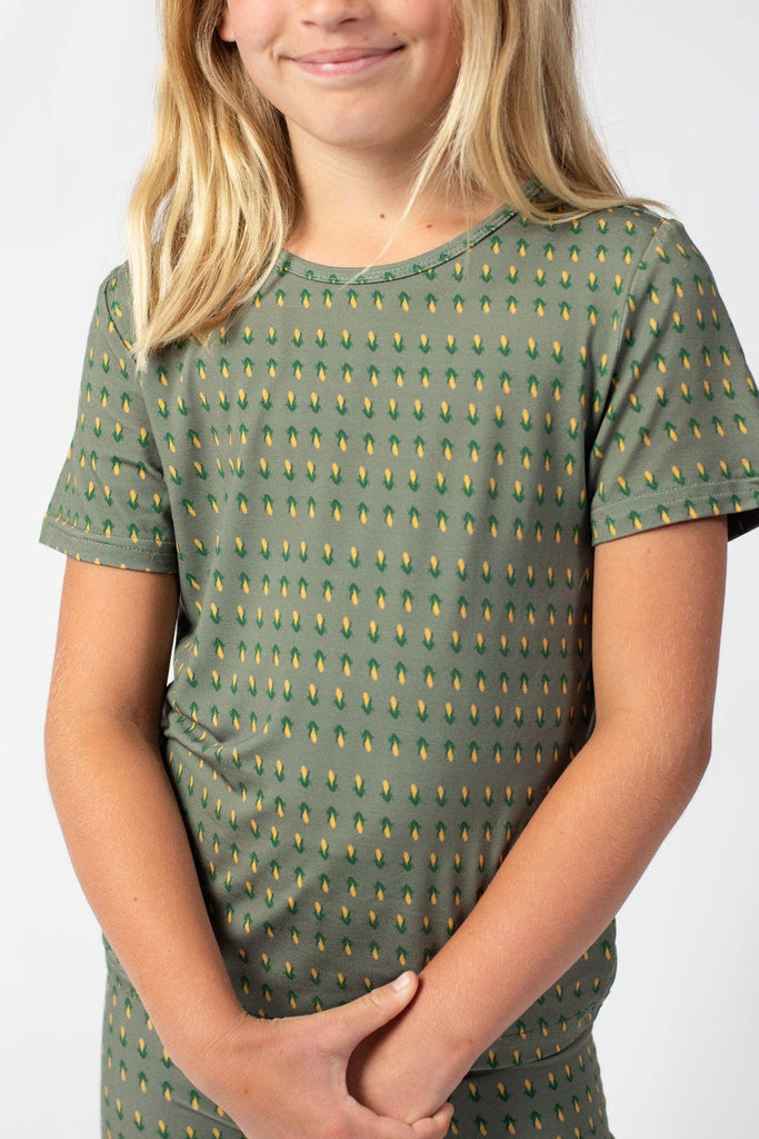 Retro Corn Toddler/Youth Bamboo Pajama Set - mygreentoy.com