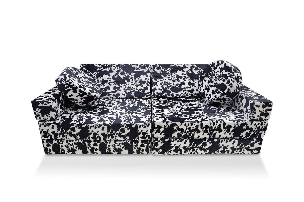Cow Print Kids 14pc Foam Couch - mygreentoy.com
