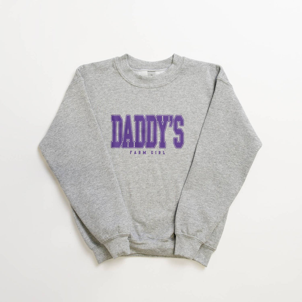Western 'Daddy's Farm Girl' Grey Toddler/Youth Crewnecks - mygreentoy.com