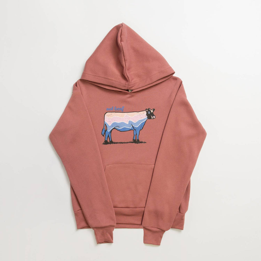 Graphic Kids Retro 'Eat Beef' Mauve Youth & Toddler Hoodie - mygreentoy.com