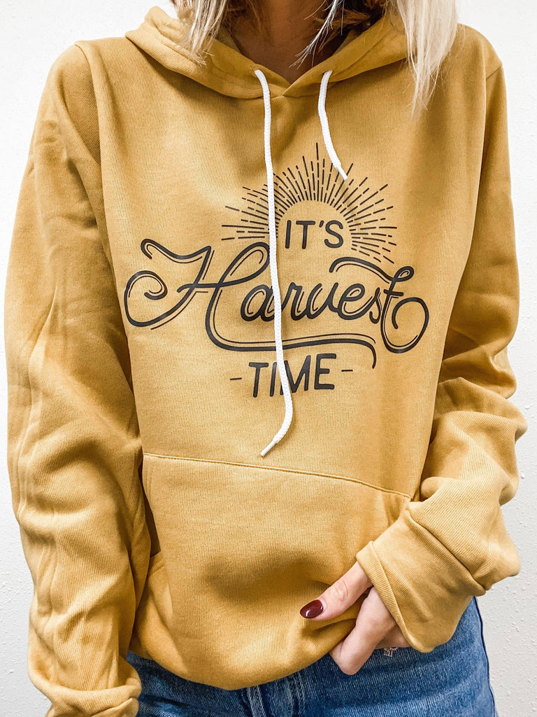 Western Fall 'It’s Harvest Time' Graphic Hoodie - mygreentoy.com