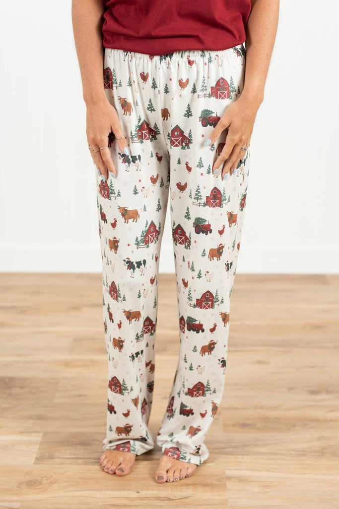Christmas Barns & Animals Adult Pajama Pants *PREORDER* - mygreentoy.com