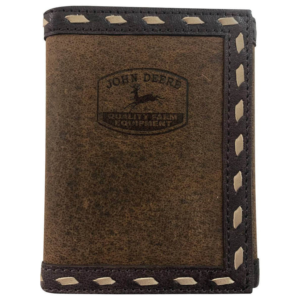 Mens Leather Laced Trifold Wallet - mygreentoy.com