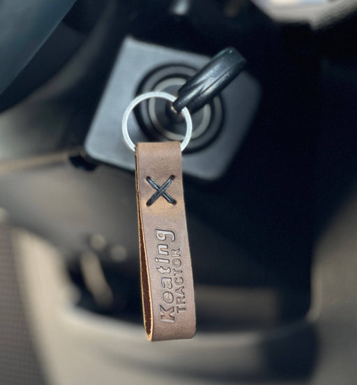 Dark Brown Keating Leather Keychain - mygreentoy.com