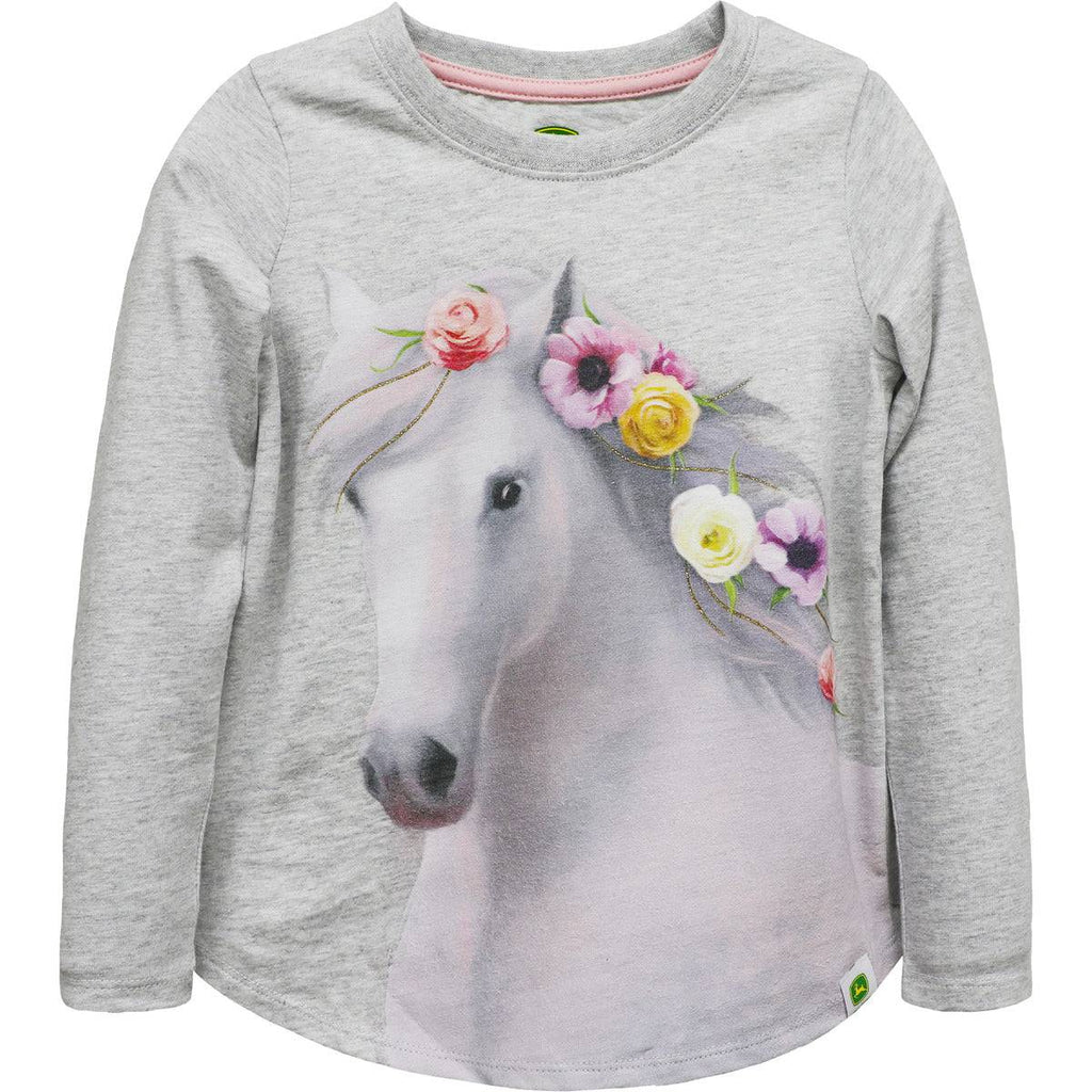 Toddler Girl Tee Flower Horse - mygreentoy.com