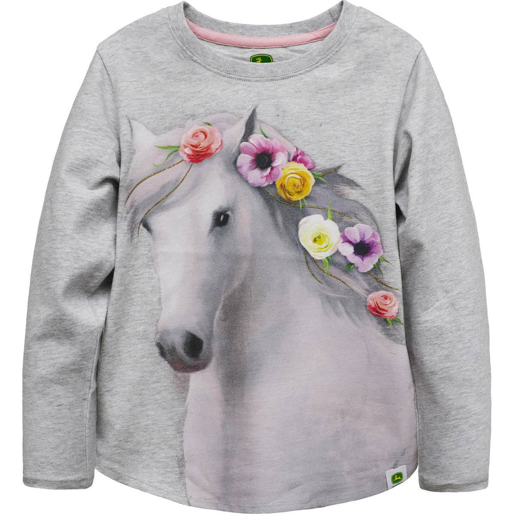 Child Girl Flower Horse Tee - mygreentoy.com